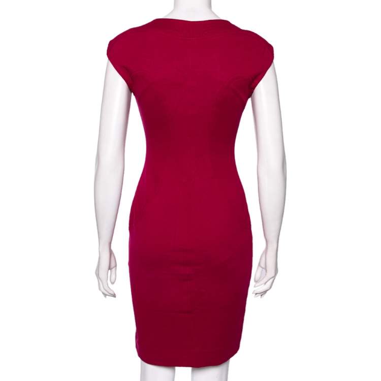 Pre Owned Diane von Furstenberg Berry Pink Jersey Manette Sheath Dress S 