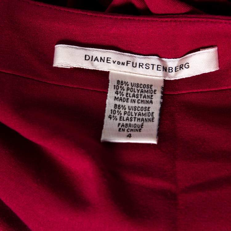 Pre Owned Diane von Furstenberg Berry Pink Jersey Manette Sheath Dress S 