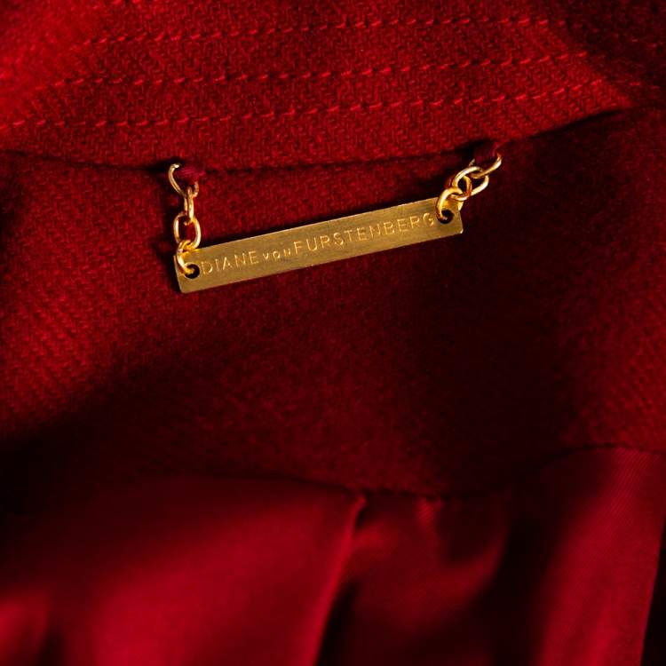 Pre Owned Diane von Furstenberg Red Wool Mikhaila Belted Coat S