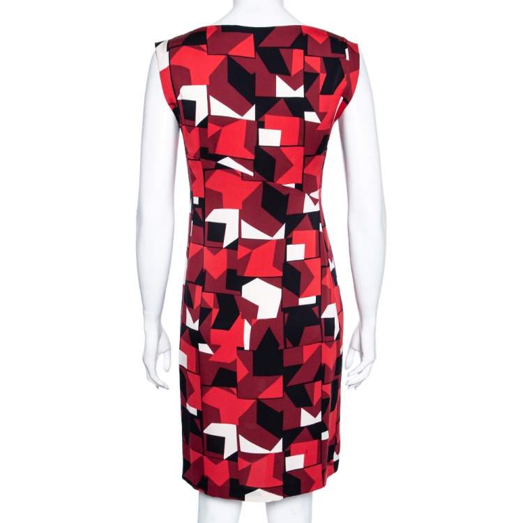 Pre Owned Diane von Furstenberg Burgundy Printed Silk Gathered Dress S