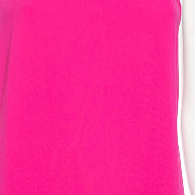 Pre Owned Diane von Furstenberg Pink & Orange Crepe Kera Combo Halter Neck Dress L 