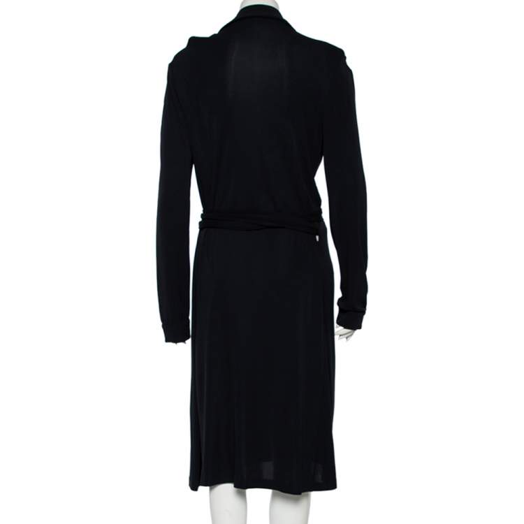 مملوكة مسبقًا Diane von Furstenberg Midnight Blue Crepe New Jeanne Two Wrap Dress XL
