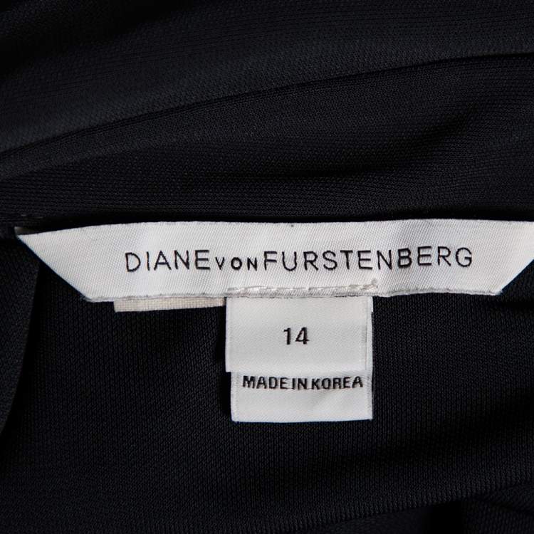 مملوكة مسبقًا Diane von Furstenberg Midnight Blue Crepe New Jeanne Two Wrap Dress XL