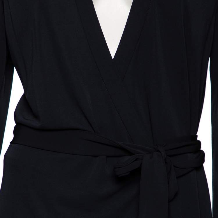 مملوكة مسبقًا Diane von Furstenberg Midnight Blue Crepe New Jeanne Two Wrap Dress XL