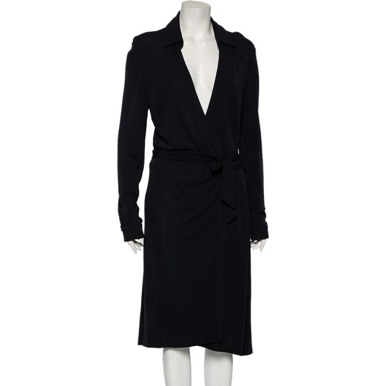 مملوكة مسبقًا Diane von Furstenberg Midnight Blue Crepe New Jeanne Two Wrap Dress XL