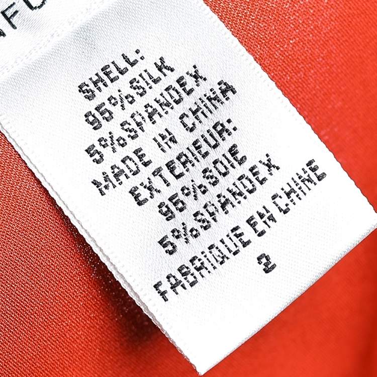 Pre Owned Diane von Furstenberg Orange Silk Della Top S