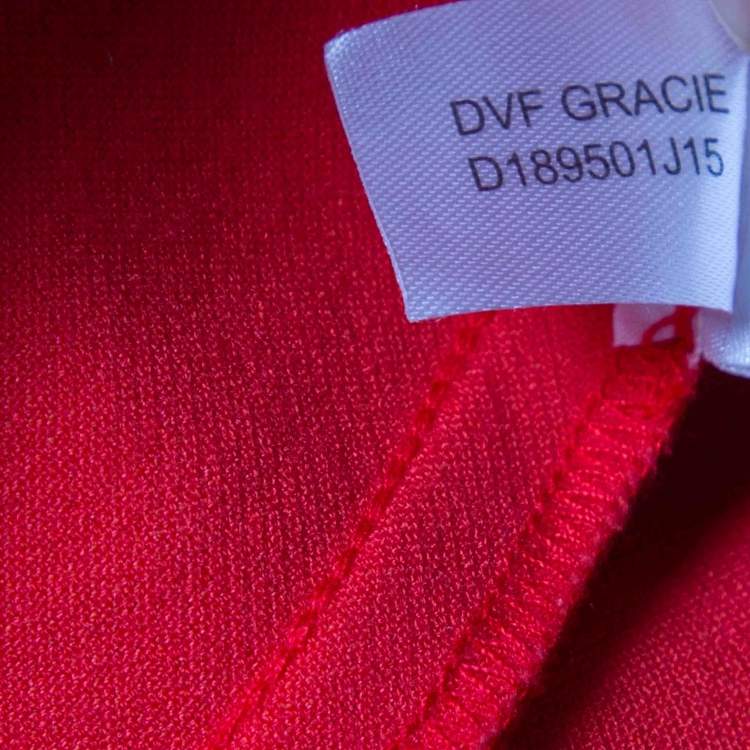 Pre Owned Diane von Furstenberg Orange & Pink Knitted Gracie Wrap Dress S