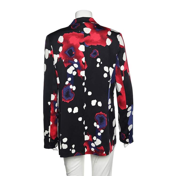 Pre Owned Diane Von Furstenberg Multicolored Printed Silk Vint Stretch Blazer XL