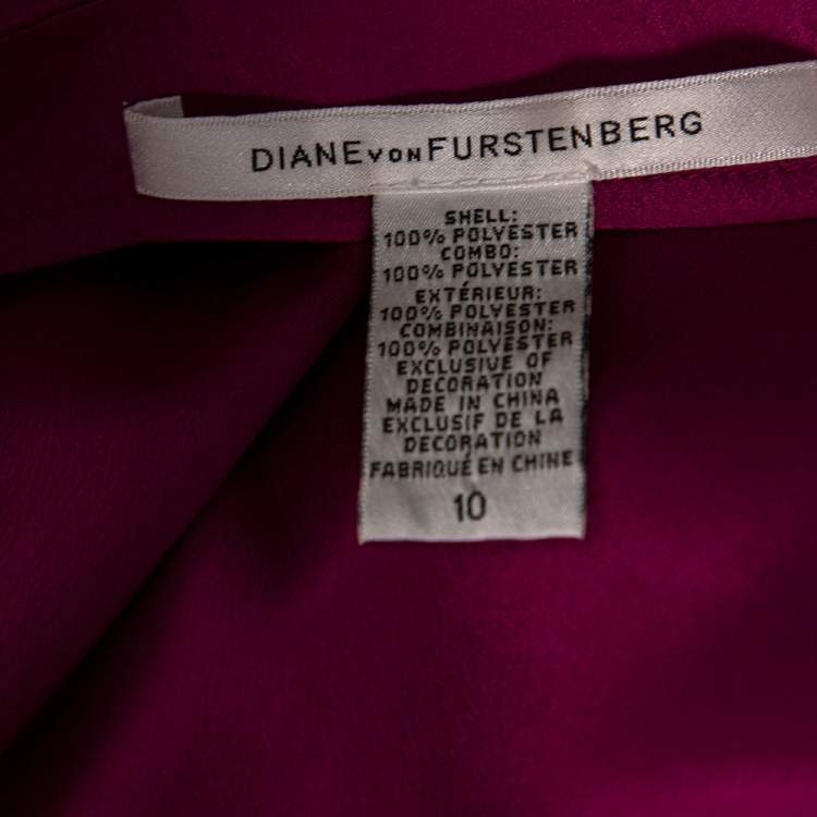Pre Owned Diane von Furstenberg Purple Crepe Pleated Sleeve Detail Cebolla Blouse L