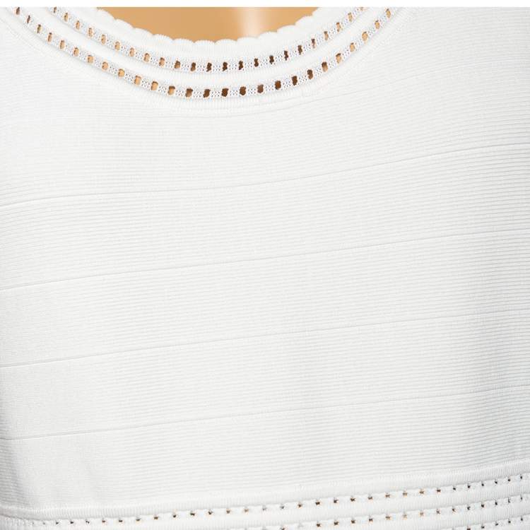 Pre Owned Diane von Furstenberg White Jersey Sleeveless Flutter Perry Dress M