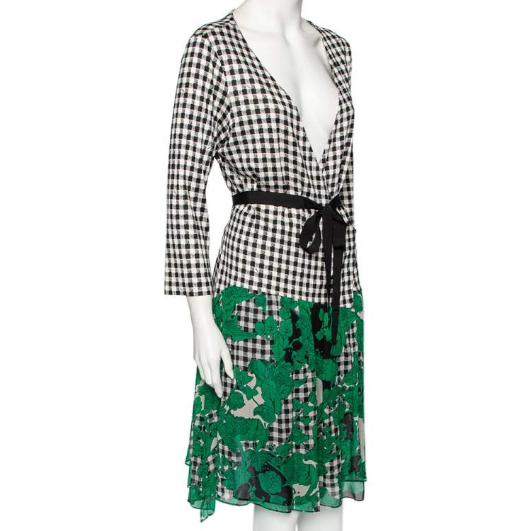 Pre Owned Diane von Furstenberg Multicolored Print Silk Knit Rivera Wrap Dress XL