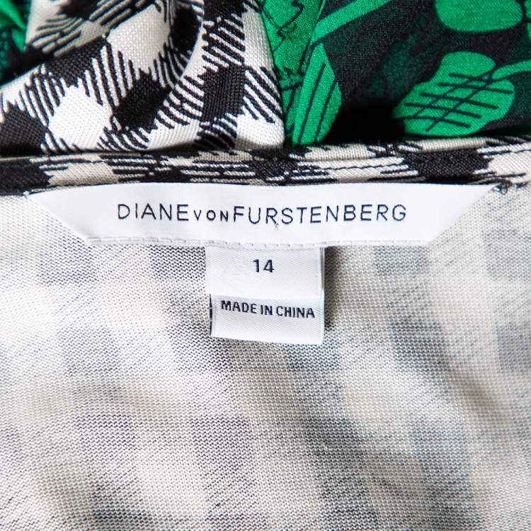 Pre Owned Diane von Furstenberg Multicolored Print Silk Knit Rivera Wrap Dress XL