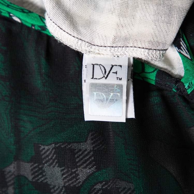 Pre Owned Diane von Furstenberg Multicolored Print Silk Knit Rivera Wrap Dress XL