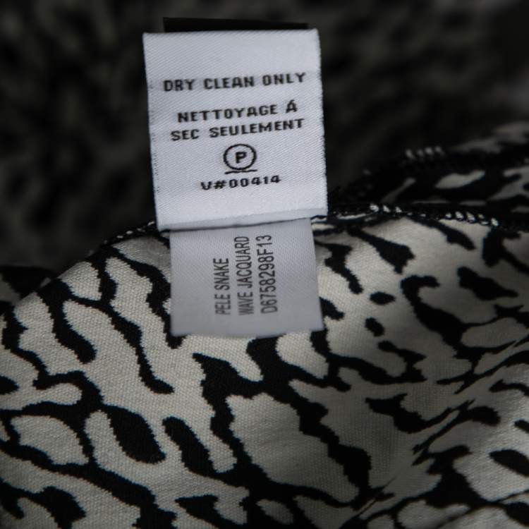 Pre Owned Diane Von Furstenberg Monochrome Cotton Wave Jacquard Pele Snake Dress M