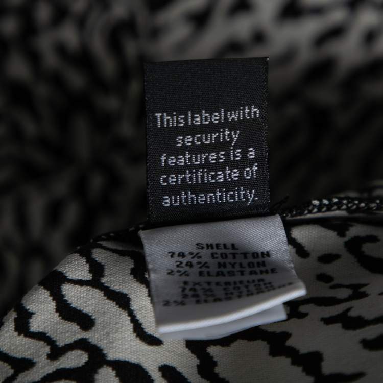 Pre Owned Diane Von Furstenberg Monochrome Cotton Wave Jacquard Pele Snake Dress M