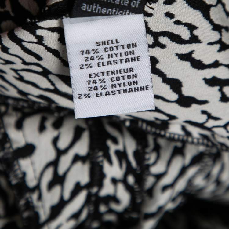 Pre Owned Diane Von Furstenberg Monochrome Cotton Wave Jacquard Pele Snake Dress M
