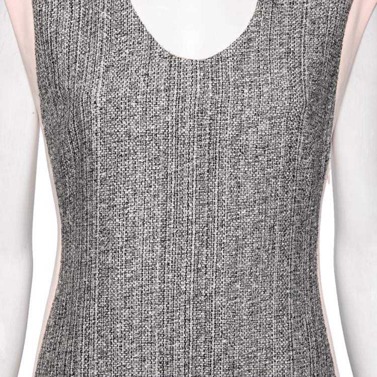 Pre Owned Diane von Furstenberg Colorblock Crepe & Tweed Paneled Katherine Dress M