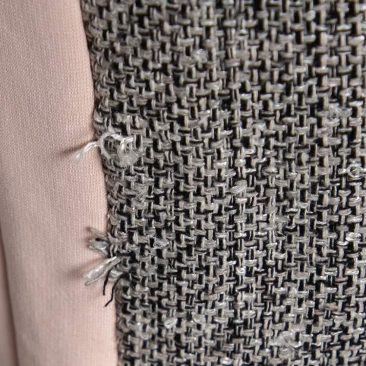 Pre Owned Diane von Furstenberg Colorblock Crepe & Tweed Paneled Katherine Dress M