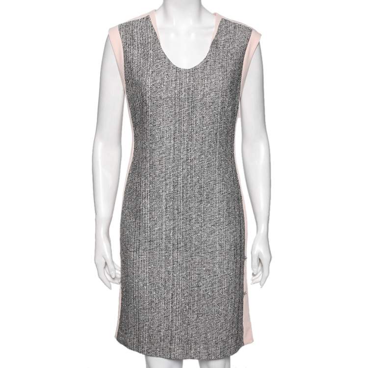 Pre Owned Diane von Furstenberg Colorblock Crepe & Tweed Paneled Katherine Dress M