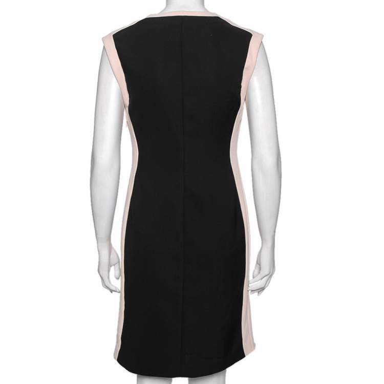 Pre Owned Diane von Furstenberg Colorblock Crepe & Tweed Paneled Katherine Dress M