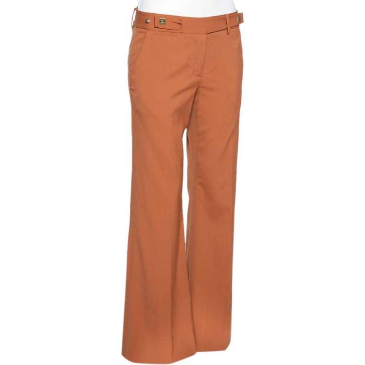 Pre Owned Diane Von Furstenberg Brown Wool Flared Leg Fimby Trousers S