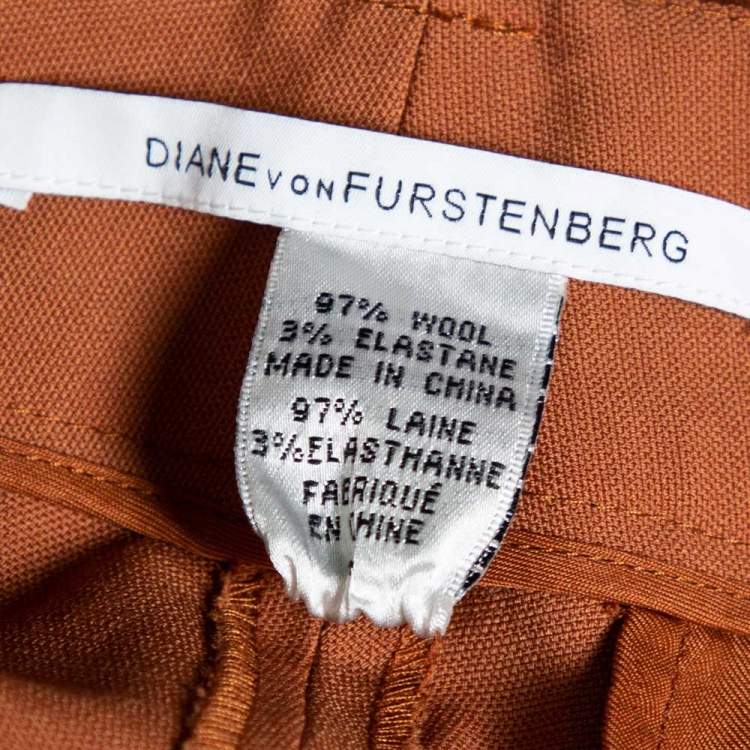 Pre Owned Diane Von Furstenberg Brown Wool Flared Leg Fimby Trousers S