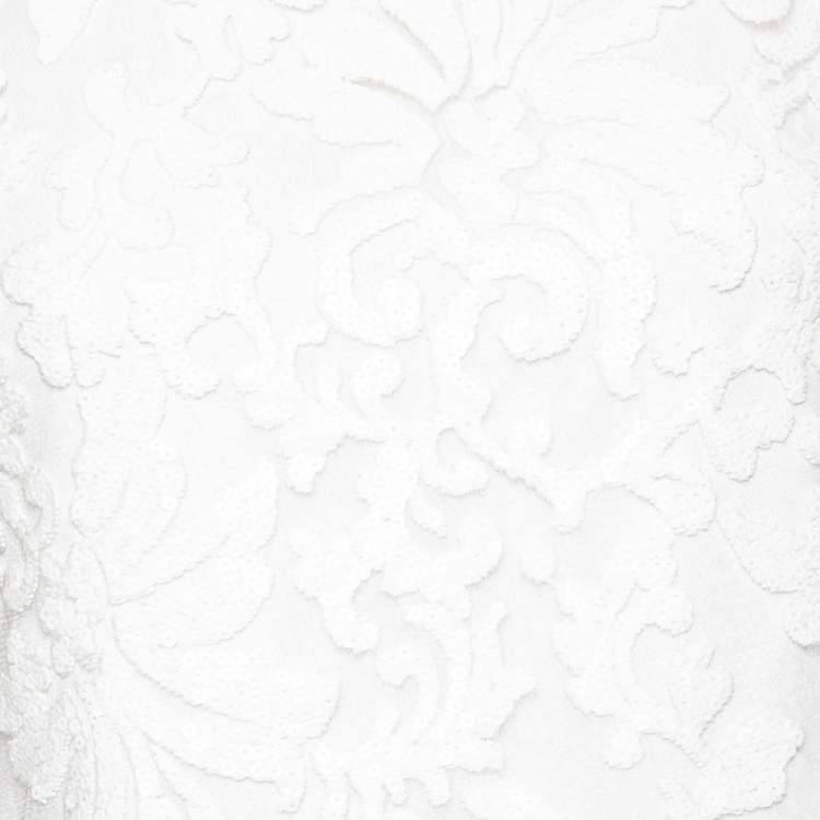Pre Owned Diane von Furstenberg White Sequin Embellished Lace Kaleb Dress S