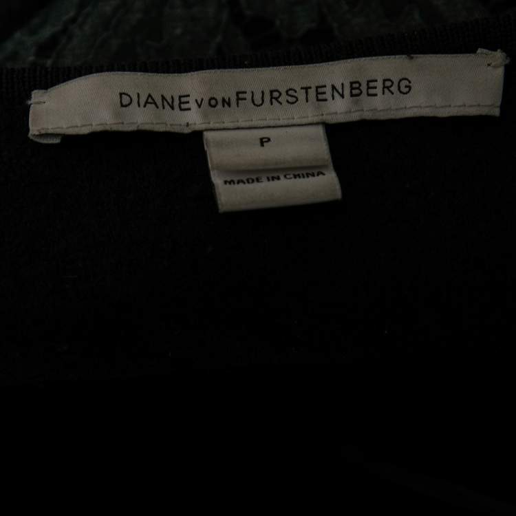 Pre Owned Diane von Furstenberg Grey Wool & Lace Open Front Long Cardigan S