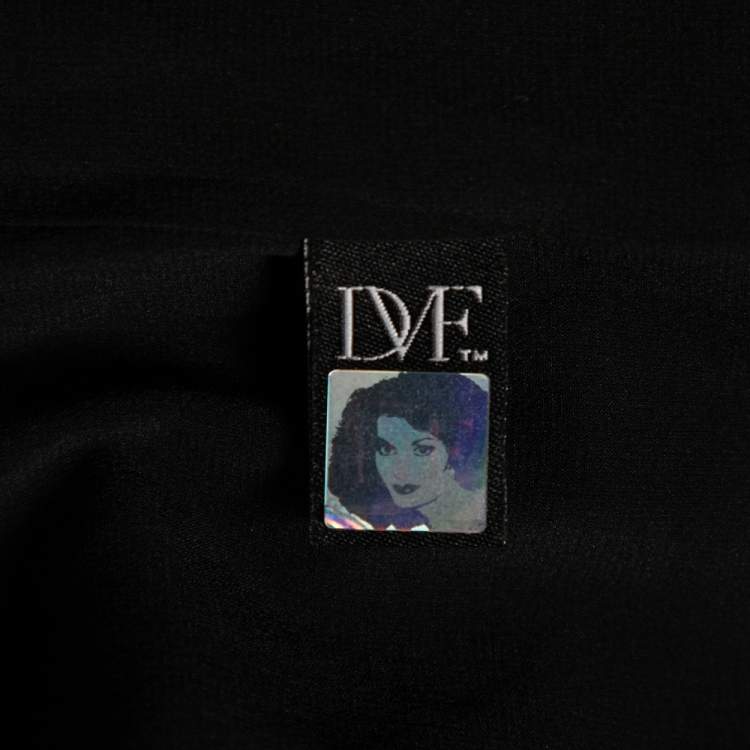 Pre Owned Diane Von Furstenberg Black Leather Jenning Short Sleeve Top M