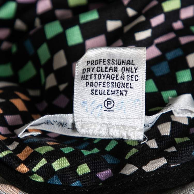 Pre Owned Diane Von Furstenberg Multicolored Printed Jersey Tie Detail Manda Dress L