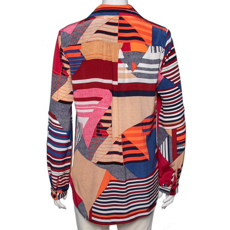 Pre Owned Diane Von Furstenberg Multicolor Abstract Printed Silk Top M