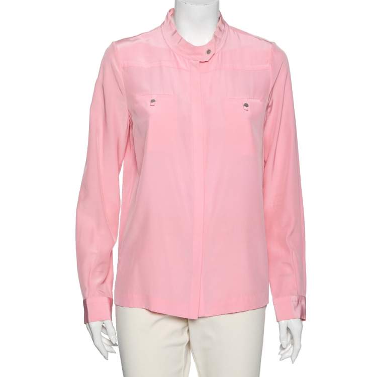 Pre Owned Diane von Furstenberg Pink Silk Button Front Marianna Top M