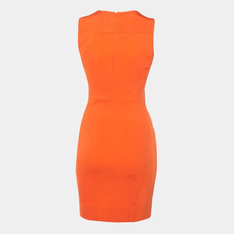 Pre Owned Diane von Furstenberg Orange Stretch Knit Reona Sheath Dress S