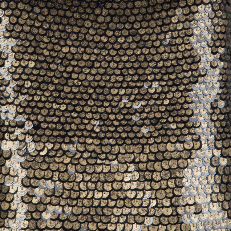 Pre Owned Diane von Furstenberg Gold Sequin Embellished Sleeveless Chika Dress M