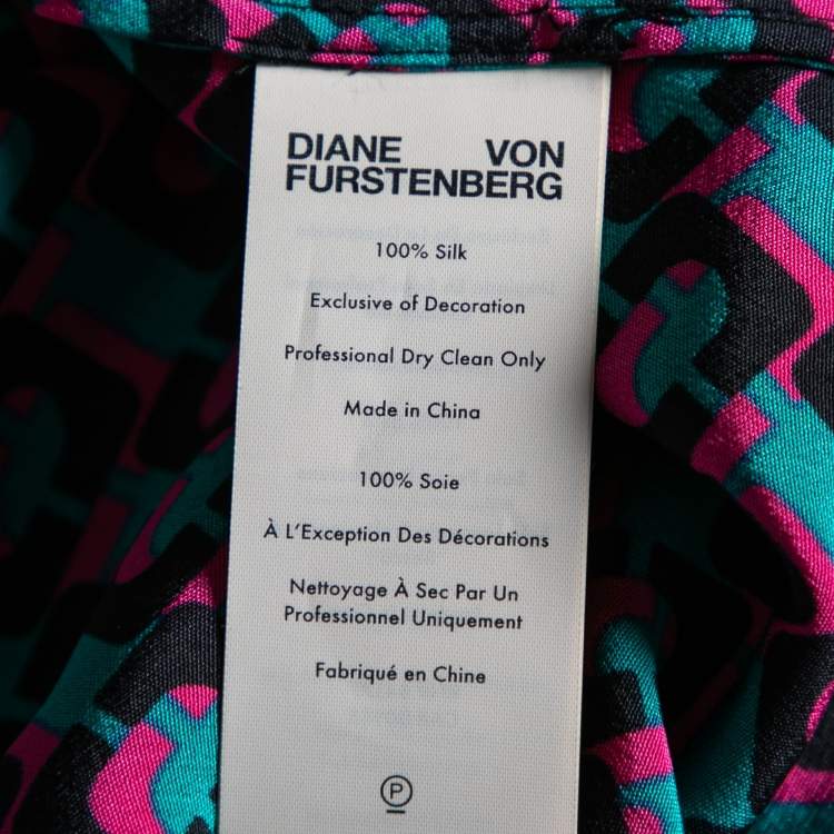 Pre Owned Diane Von Furstenberg Multicolor Chain Printed Silk Denise Pants M
