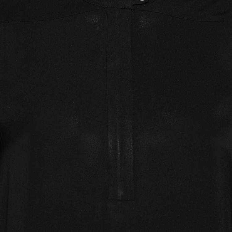 مملوكة مسبقًا Diane Von Furstenberg Black Silk Zip Front Long Sleeve Dress S