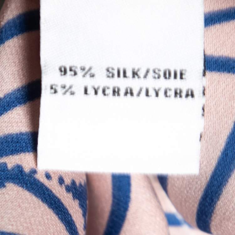 Pre Owned Diane Von Furstenberg Multicolor Printed Silk Snap Front Closure Blouse S