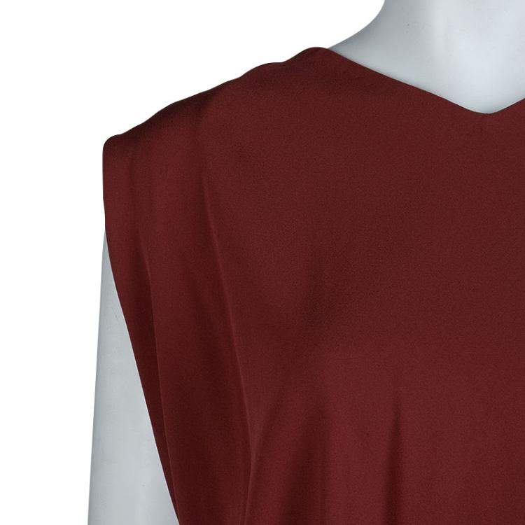 Pre Owned Diane Von Furstenberg Brick Red Silk Teresia Drop Waist Dress S