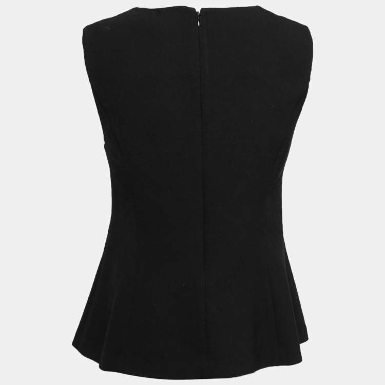 Diane Von Furstenberg Black Knit Sleeveless Peplum Top L Diane Von  Furstenberg