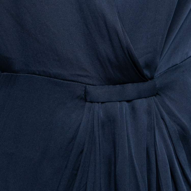 مملوكة مسبقًا Diane von Furstenberg Navy Blue Silk Pleated Dress S