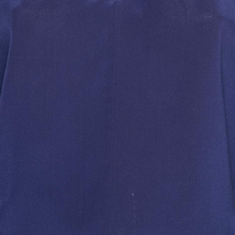 مملوكة مسبقًا Diane Von Furstenberg Navy Blue Silk Neck Tie Blouse M
