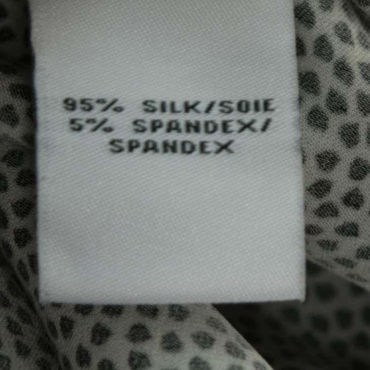 Pre Owned Diane Von Furstenberg Black and White Printed Silk Button Front Blouse M