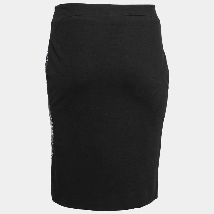 Pre Owned Diane von Furstenberg Black Python Print Silk & Wool Mae Mikado Skirt M
