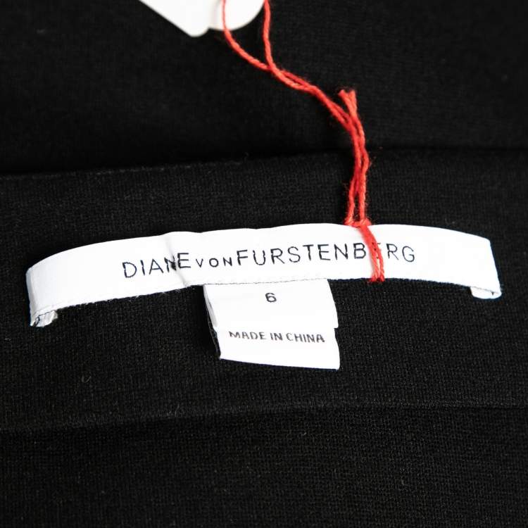 Pre Owned Diane von Furstenberg Black Python Print Silk & Wool Mae Mikado Skirt M