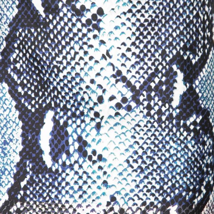 Pre Owned Diane von Furstenberg Black Python Print Silk & Wool Mae Mikado Skirt M