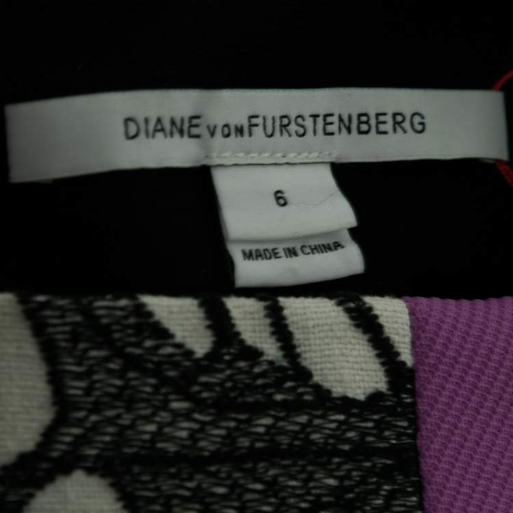 Pre Owned Diane von Furstenberg Black Knit Embroidered Sleeveless Dress M