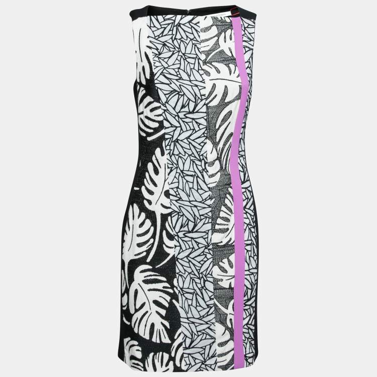 Pre Owned Diane von Furstenberg Black Knit Embroidered Sleeveless Dress M