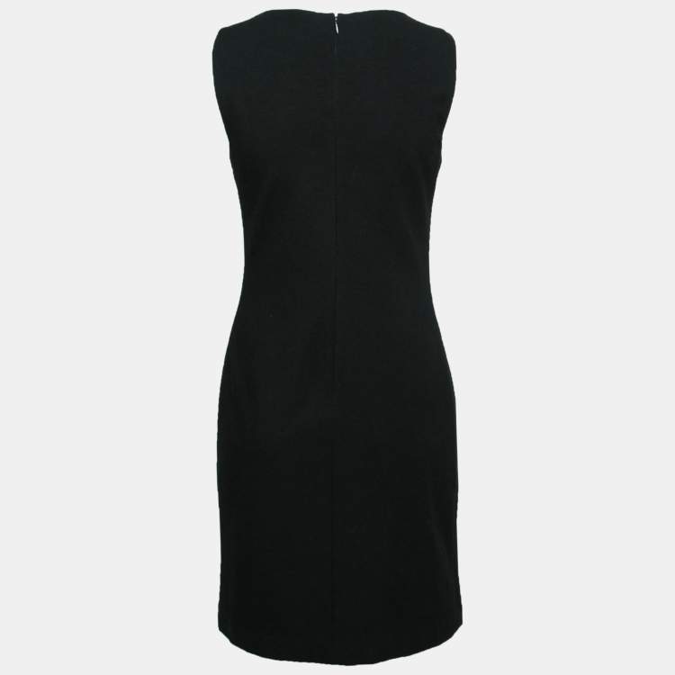 Pre Owned Diane von Furstenberg Black Knit Embroidered Sleeveless Dress M