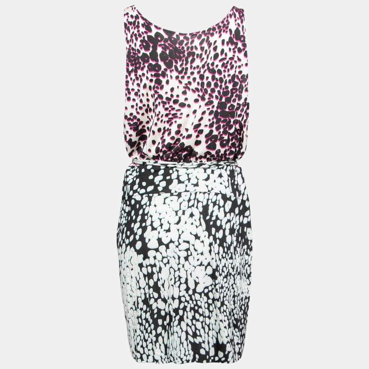 مملوكة مسبقًا Diane Von Furstenberg Multicolor Printed Silk Pleated Drawstring Front Dress L
