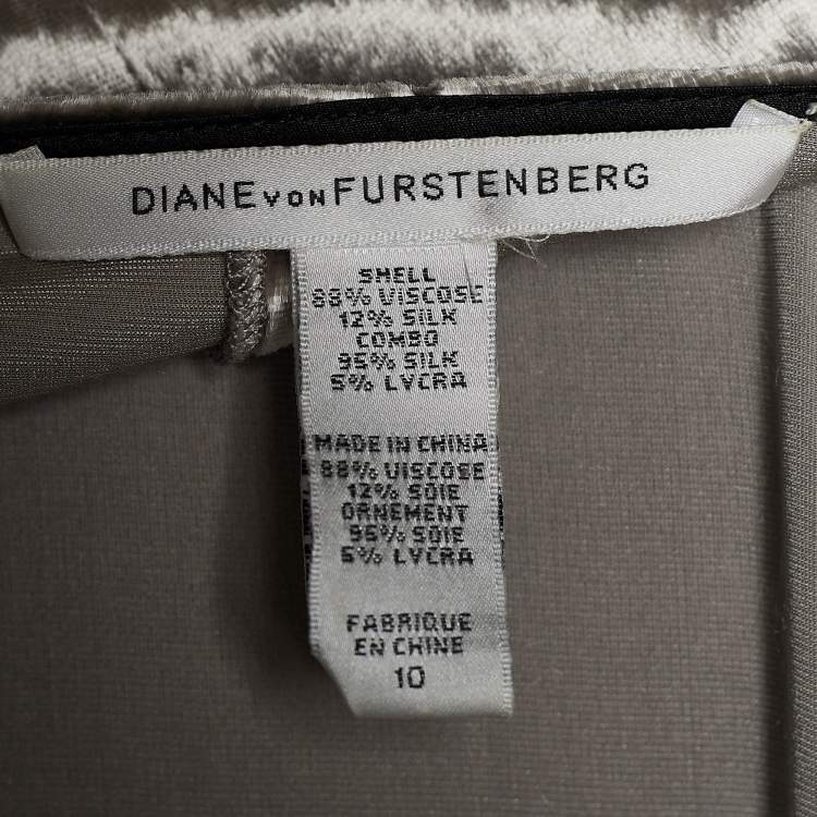 Pre Owned Diane Von Furstenberg Grey/Black Velvet Front Tie Shrug M